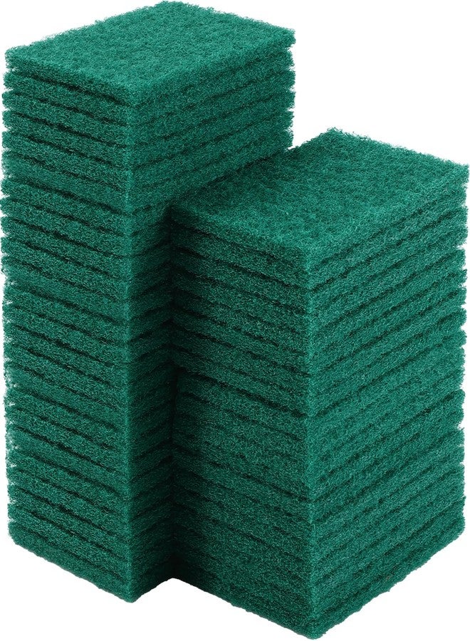 Dyrfolm 100 Pcs Scouring Pads,Heavy Duty Scour Pads,Dish Scrubber Scouring Pad,Reusable Non Scratch Household Scrub Pad for Dish Kitchen Scrubbers & Metal Grills,4.3 x 3 x 0.3 in (Green) - Image 1